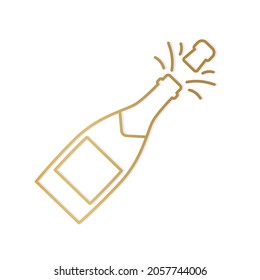 golden champagne bottle explosion, cheers, New Year Eve- vector illustration