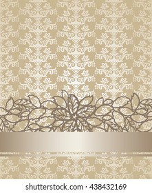 Golden champagne colour victorian style pattern floral book cover. This image is a vector illustration.