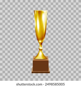 Golden champion cup,sport award. Winner prize isolated on transparent background. Vector realistic 3d illustration. Champion trophy
