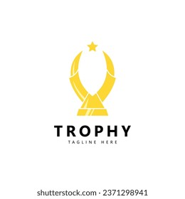 Golden Champion Trophy. Champions trophy for winner award logo design inspiration 