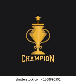 Golden Champion Trophy, Vector Illustration