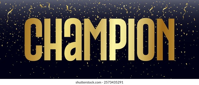 
Golden Champions Text Style Effect with black background banner template