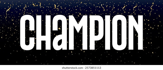 Golden Champions Text Style Effect with black background banner template	