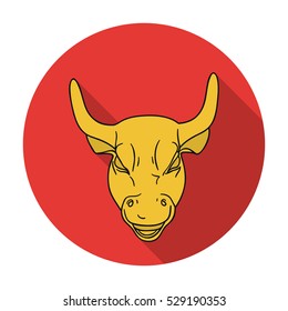 Golden Charging Bull icon in flat style isolated on white background. Money and finance symbol stock vector illustration.