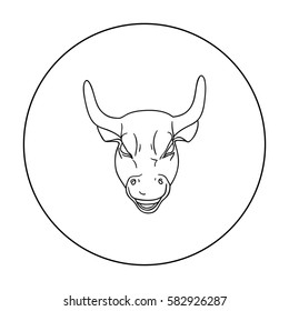 Golden Charging Bull icon in outline style isolated on white background. Money and finance symbol stock vector illustration.