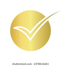 golden check mark icon circle gold certification seal
