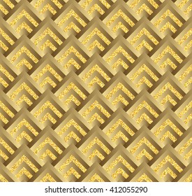 Golden check, square, plaid vector seamless pattern. Chequered geometrical background.  Golden cage texture.