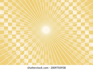 Golden checkered pattern and radiation background illustration