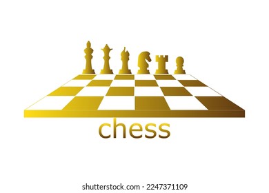 Golden chess icon illustration, logo vector, isolated on white background.