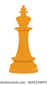 Golden chess king piece standing against a white background in vector illustration