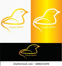 golden chicken logo mono line vector elegant