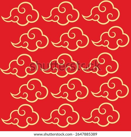 Golden Chinese Cloud Pattern On A Vibrant Red Background