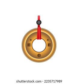 Golden Chinese coin on white background