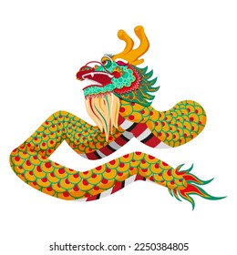 Golden Chinese dragon ant view vector illustration in color version