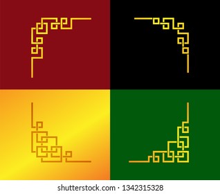 Golden Chinese line corner ornament in vector art