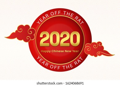 Golden chinese new year decorative design. Happy chinese new year 2020. Eps10 vector illustration.