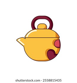 golden chinese new year pot outline and fill isolated vector icon 