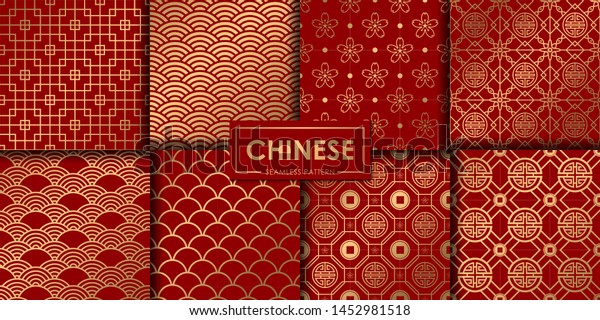 Golden chinese pattern collection, Abstract\
background, Decorative\
wallpaper.