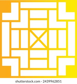 Golden Chinese Pattern Frame Icon on White Background. Vector Illustration.