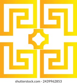 Icono de marco de patrón chino dorado sobre fondo blanco. Ilustración vectorial.