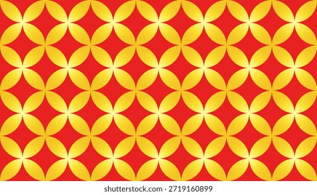 Patrón chino dorado sobre fondo rojo. Fondo chino del Año Nuevo Lunar. Ilustración vectorial de textura de vibración asiática tradicional.