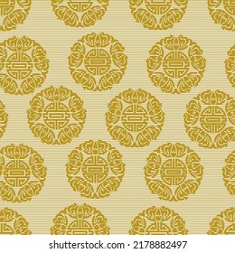 Golden Chinese Pattern. Seamless background for fabrics, textiles, packaging and wallpaper. Vector illustration