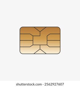 Golden chip card icon. Vector illustration