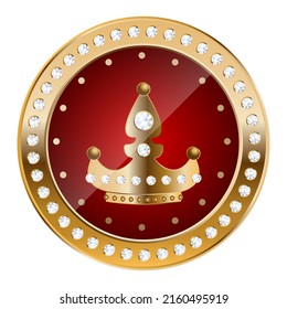 Golden chip with crown and diamonds