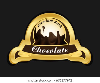 Golden chocolate label with dark wave