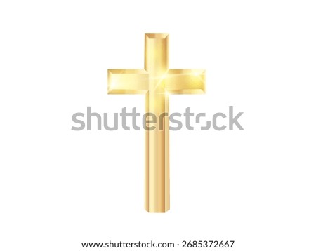 Golden Christian Cross. Christian concept. Vector illustration on isolated white background