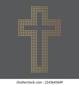 golden christian religious cross icon- vector illustration