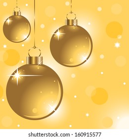 golden Christmas background with Christmas balls