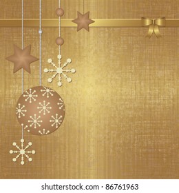 Golden Christmas background with terracotta ornaments