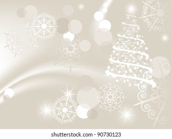 Golden Christmas background with Christmas tree