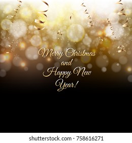 Golden Christmas Background, Vector Illustration