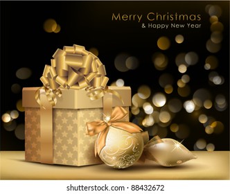 Golden Christmas Background. Vector Illustration.