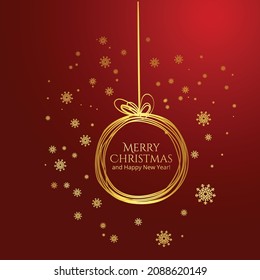 Golden christmas ball greeting card banner background