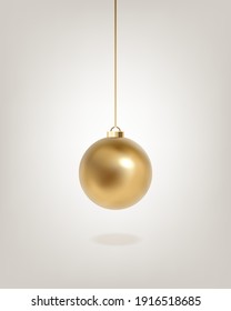 Golden Christmas ball isolated on white background. Vector illustration.