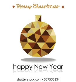 golden Christmas ball with triangles