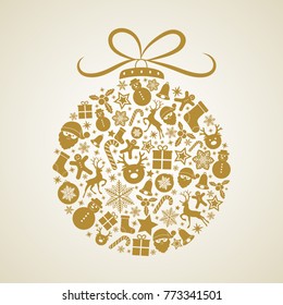 Golden Christmas ball. Vector.