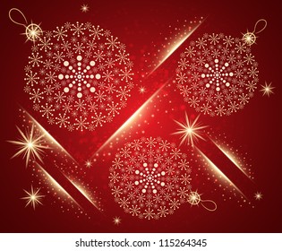 Golden Christmas balls. Vector
