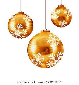 Golden Christmas balls. Vector