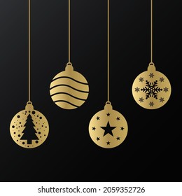Golden Christmas Balls Vector template. x-mas holiday winter design