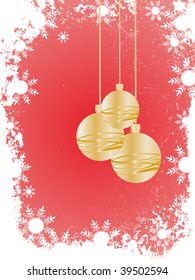 golden christmas baubles - vector