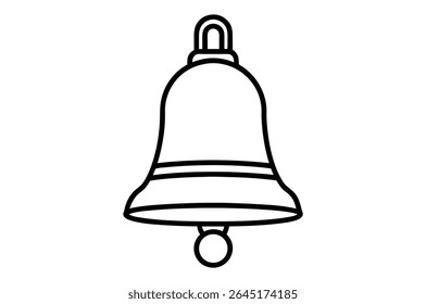Golden Christmas bell ornament, isolated on white, with a shiny metal finish