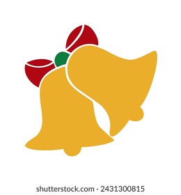 Golden Christmas Bells Icon Vector Illustration