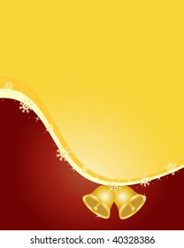 Golden christmas card with bells and place for your text