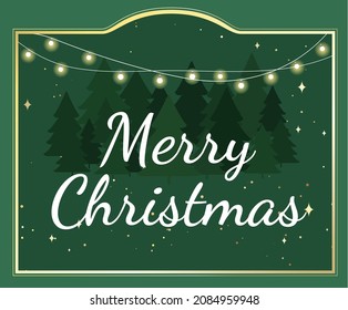 A golden Christmas card with sparkling light bulbs illustration set. Tree, gold, luck, frame, gold powder. Vector drawing. Hand drawn style.