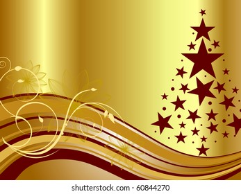 golden christmas card - vector