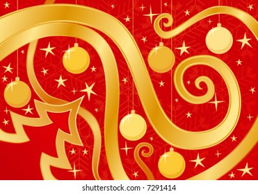 Golden Christmas card, vector version